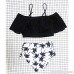 SS Queen Fashion Off Shoulder Two Pieces Swimsuits High Waisted Cutout Swimwears Hollow Bikini Sets Black B07K6DWG67